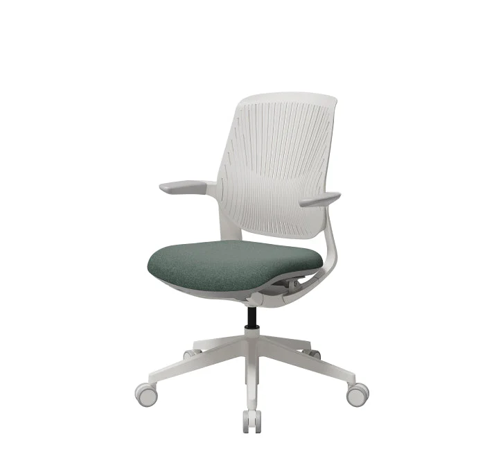 T25 Small Ergonomic Office Chair (White Mesh Back, Orange Seat) - Image 4