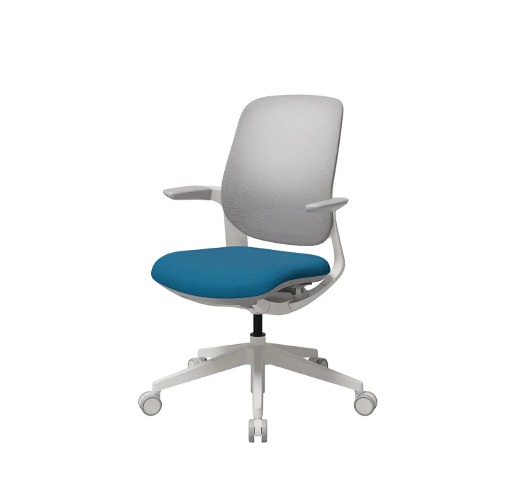 T25 Small Ergonomic Office Chair (White Plastic Back, Beige Seat) - Image 5