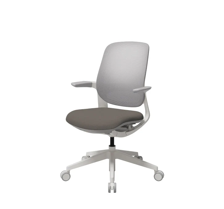 T25 Small Ergonomic Office Chair (White Plastic Back, Gray Seat) - Image 4